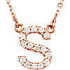 14kt Rose Gold Letter S 1/6 ct Diamond 16in Necklace