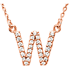14kt Rose Gold Letter W 1/6 ct Diamond 16in Necklace