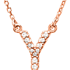 14kt Rose Gold Letter Y 1/10 ct Diamond 16in Necklace
