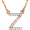 14kt Rose Gold Letter Z 1/10 ct Diamond 16in Necklace