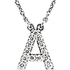 14kt White Gold Letter A 1/8 ct Diamond 16in Necklace