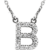 14kt White Gold Letter B 1/6 ct Diamond 16in Necklace