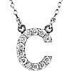 14kt White Gold Letter C 1/6 ct Diamond 16in Necklace