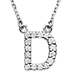 14kt White Gold Letter D 1/6 ct Diamond 16in Necklace