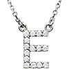 14kt White Gold Letter E 1/6 ct Diamond 16in Necklace