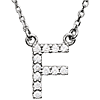14kt White Gold Letter F 1/8 ct Diamond 16in Necklace