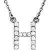 14kt White Gold Letter H 1/6 ct Diamond 16in Necklace