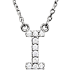 14kt White Gold Letter I 1/10 ct Diamond 16in Necklace