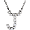 14kt White Gold Letter J 1/8 ct Diamond 16in Necklace