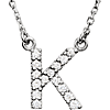 14kt White Gold Letter K 1/8 ct Diamond 16in Necklace