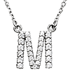14kt White Gold Letter M 1/5 ct Diamond 16in Necklace