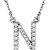 14kt White Gold Letter N 1/6 ct Diamond 16in Necklace