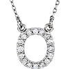 14kt White Gold Letter O 1/6 ct Diamond 16in Necklace