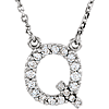 14kt White Gold Letter Q 1/6 ct Diamond 16in Necklace