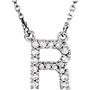 14kt White Gold Letter R 1/6 ct Diamond 16in Necklace