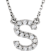 14kt White Gold Letter S 1/6 ct Diamond 16in Necklace