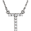 14kt White Gold Letter T 1/10 ct Diamond 16in Necklace