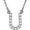 14kt White Gold Letter U 1/8 ct Diamond 16in Necklace