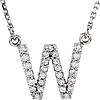 14kt White Gold Letter W 1/6 ct Diamond 16in Necklace