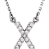 14kt White Gold Letter X 1/8 ct Diamond 16in Necklace