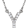 14kt White Gold Letter Y 1/10 ct Diamond 16in Necklace