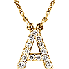 14kt Yellow Gold Letter A 1/8 ct Diamond 16in Necklace