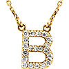 14kt Yellow Gold Letter B 1/6 ct Diamond 16in Necklace