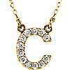 14kt Yellow Gold Letter C 1/6 ct Diamond 16in Necklace