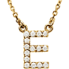 14kt Yellow Gold Letter E 1/6 ct Diamond 16in Necklace