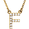 14kt Yellow Gold Letter F 1/8 ct Diamond 16in Necklace