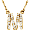 14kt Yellow Gold Letter M 1/5 ct Diamond 16in Necklace
