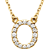 14kt Yellow Gold Letter O 1/6 ct Diamond 16in Necklace