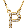 14kt Yellow Gold Letter P 1/8 ct Diamond 16in Necklace