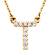 14kt Yellow Gold Letter T 1/10 ct Diamond 16in Necklace
