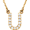 14kt Yellow Gold Letter U 1/8 ct Diamond 16in Necklace