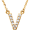 14kt Yellow Gold Letter V 1/8 ct Diamond 16in Necklace