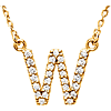 14kt Yellow Gold Letter W 1/6 ct Diamond 16in Necklace