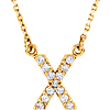 14kt Yellow Gold Letter X 1/8 ct Diamond 16in Necklace