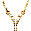 14kt Yellow Gold Letter Y 1/10 ct Diamond 16in Necklace
