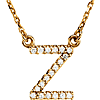 14kt Yellow Gold Letter Z 1/10 ct Diamond 16in Necklace