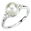 14kt White Gold 7mm Freshwater Cultured Pearl & 1/8 ct Diamond Ring