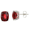 14kt White Gold 8 1/2 ct Mozambique Garnet Checkerboard Earrings