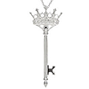 Sterling Silver 1/10 ct tw Diamond Crown Key Necklace 18in