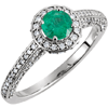 14kt White Gold .42 ct Emerald and 5/8 ct Diamond Ring