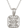 Sterling Silver .05 ct tw Diamond Vintage Square 18in Necklace