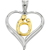 Gold-plated Sterling Silver 7/8in Mother and Child Heart Pendant