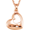 Rose Gold Plated Sterling Silver Diamond Heart 18in Necklace