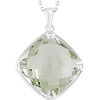Sterling Silver 16mm Square Green Quartz Necklace