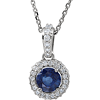 14kt White Gold 2/3 ct Blue Sapphire and 1/4 ct Diamond 18in Necklace