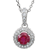 14kt White Gold 1/3 ct Ruby and 1/4 ct Diamond 18in Necklace